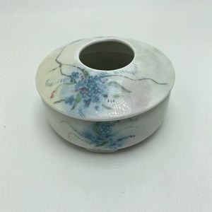 Vintage Austrian Porcelain Hand Painted Hair Receiver Dish w Lid